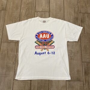 VTG Oneita Power/ 50 Plus T-Shirt Men XL White Single Stitch 1995 Baseball Shirt